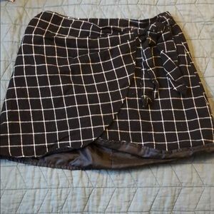Plaid black abbeline faux wrap skirt